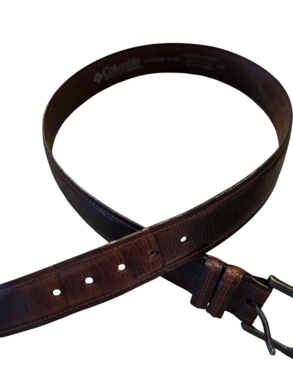 Columbia Sportswear Mens Sz 36 Thick Stitch Brown Leather Belt